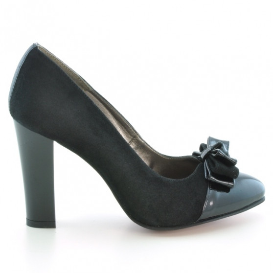Women stylish, elegant shoes 1226 patent black+black antilopa