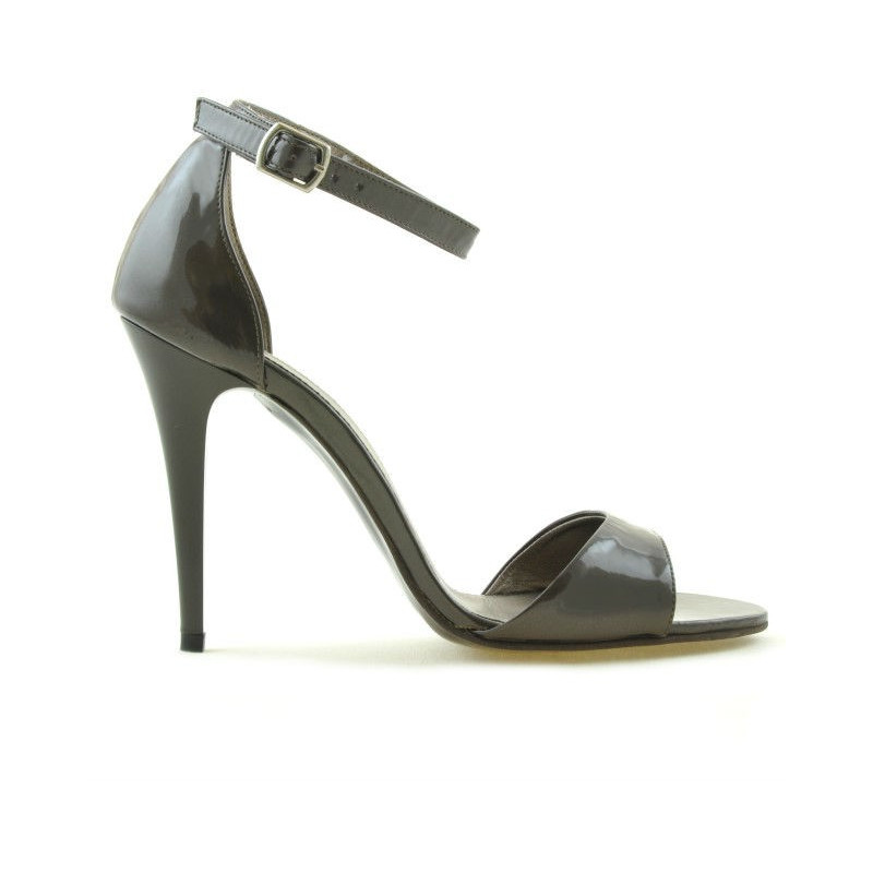 Women sandals 1238 patent brown pearl