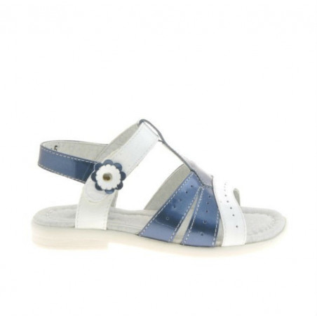 Small children sandals 18c patent indigo+white