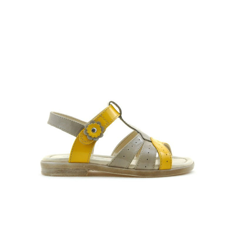 Small children sandals 18c patent cappuccino+yellow