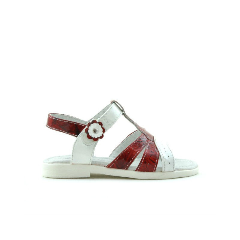 Small children sandals 18c patent red+white