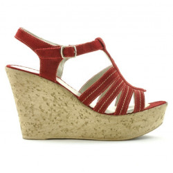 Women sandals 598 red velour