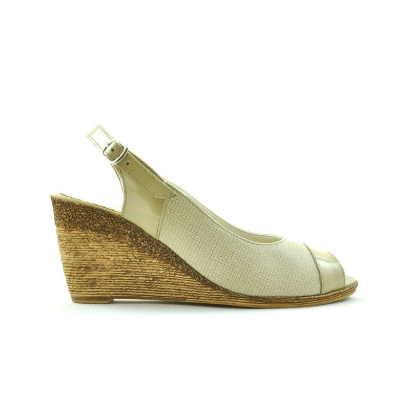 Women sandals 5019 patent beige combined