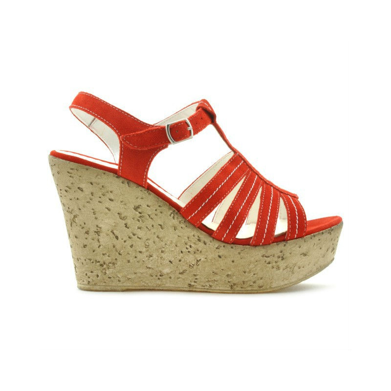 Women sandals 598 red coral velour