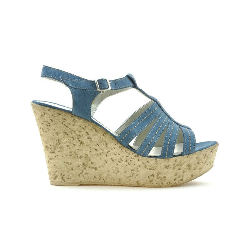 Women sandals 598 bleu velour