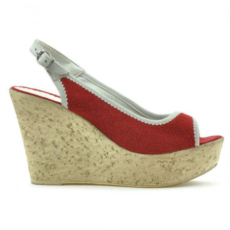 Women sandals 5001 red velour