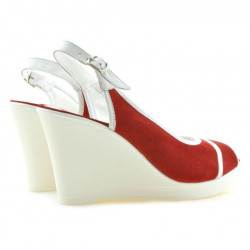 Women sandals 5000 red velour+white
