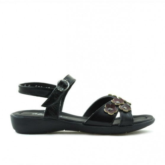 Children sandals 523 patent black+burgundy
