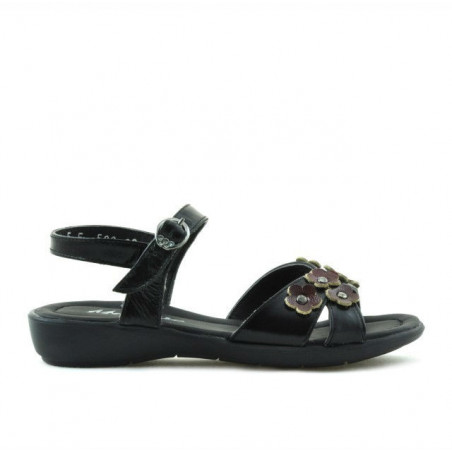 Children sandals 523 patent black+burgundy