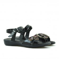 Children sandals 523 patent black+burgundy