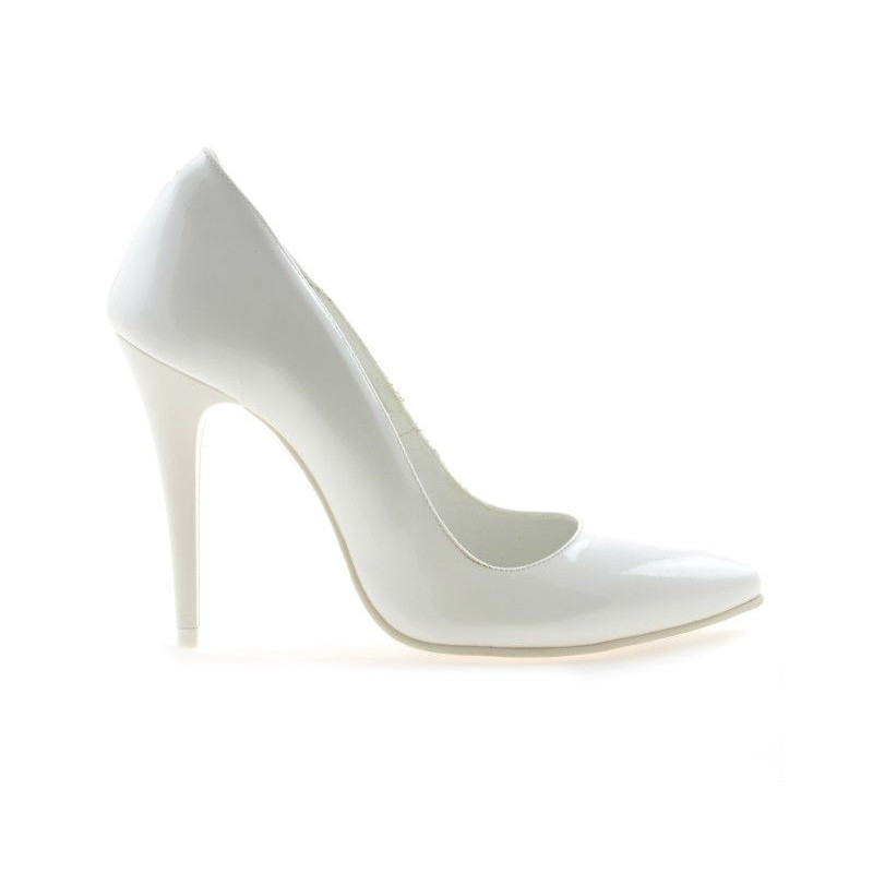 Women stylish, elegant shoes 1241 patent white
