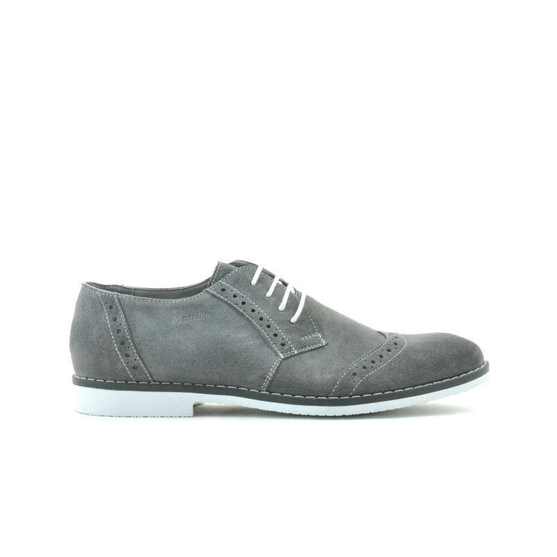 Men stylish, elegant, casual shoes 746 gray velour 