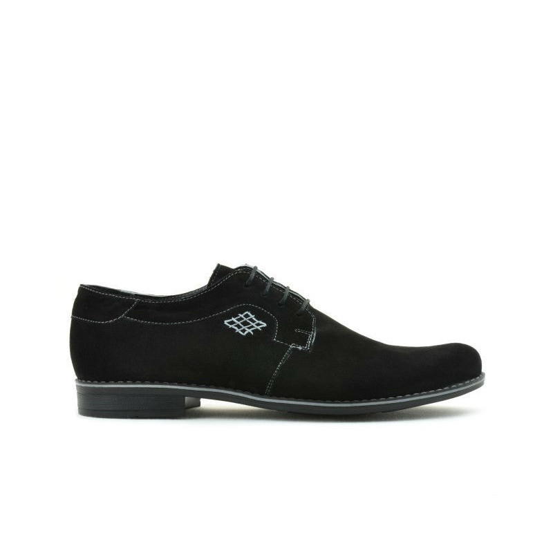 Men stylish, elegant, casual shoes 730 black velour 