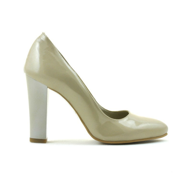 Women stylish, elegant shoes 1214 patent beige