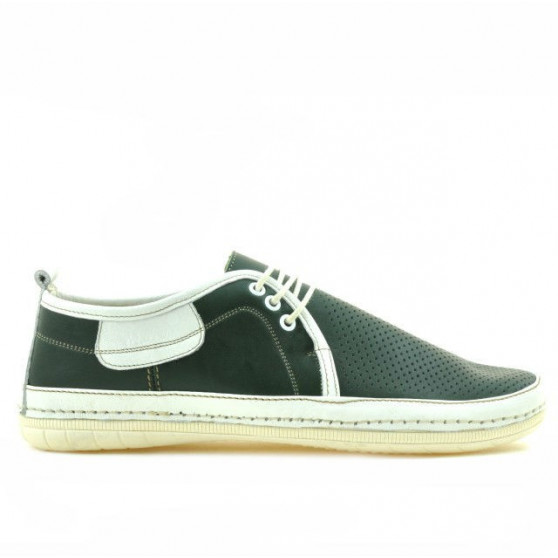 Men loafers, moccasins 865 green+beige