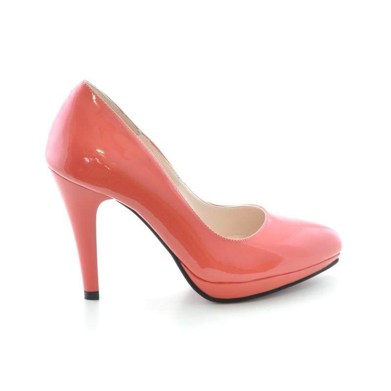 Women stylish, elegant shoes 1233 patent red coral