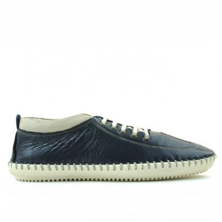 Men loafers, moccasins 864 indigo+beige