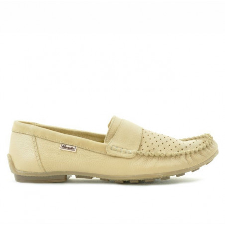 Men loafers, moccasins 737p beige perforat 
