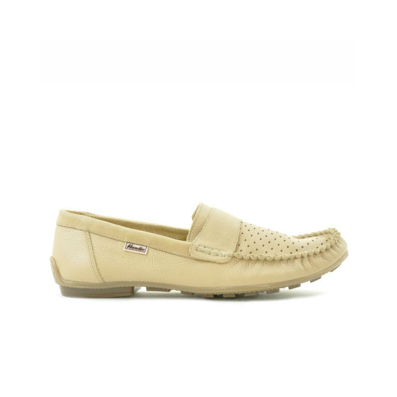 Men loafers, moccasins 737p beige perforat 