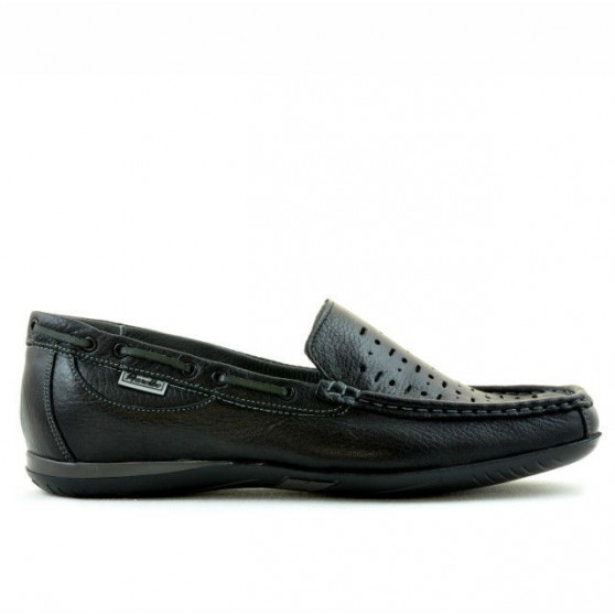 Men loafers, moccasins 719p black perforat