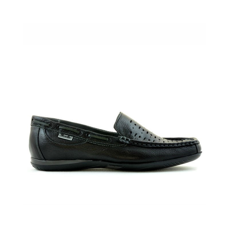 Men loafers, moccasins 719p black perforat