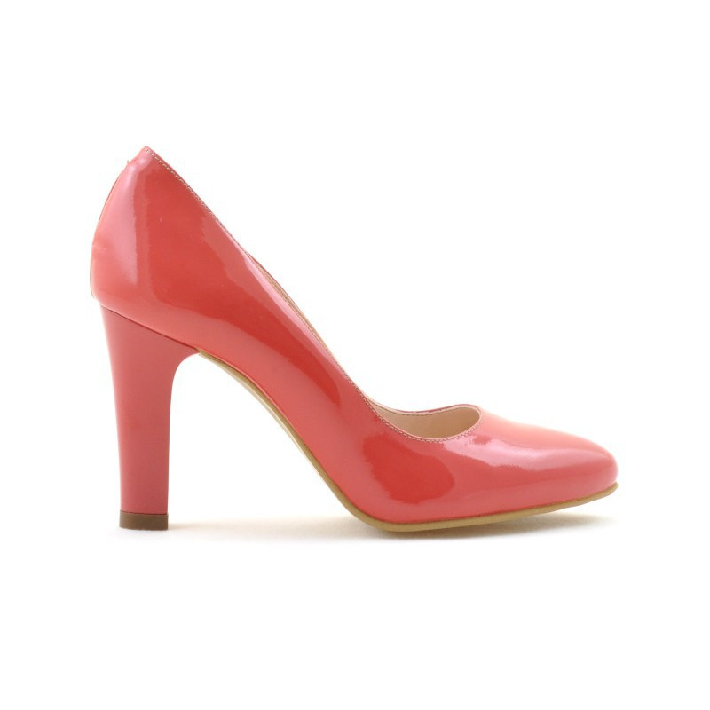 Women stylish, elegant shoes 1243 patent red coral
