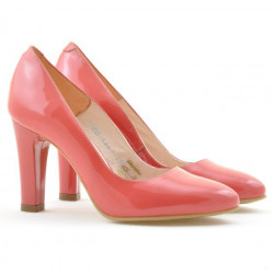 Women stylish, elegant shoes 1243 patent red coral
