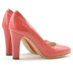 Women stylish, elegant shoes 1243 patent red coral