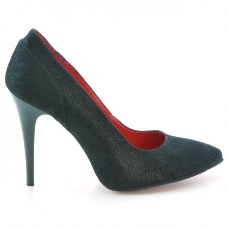 Women stylish, elegant shoes 1230 black antilopa satinat