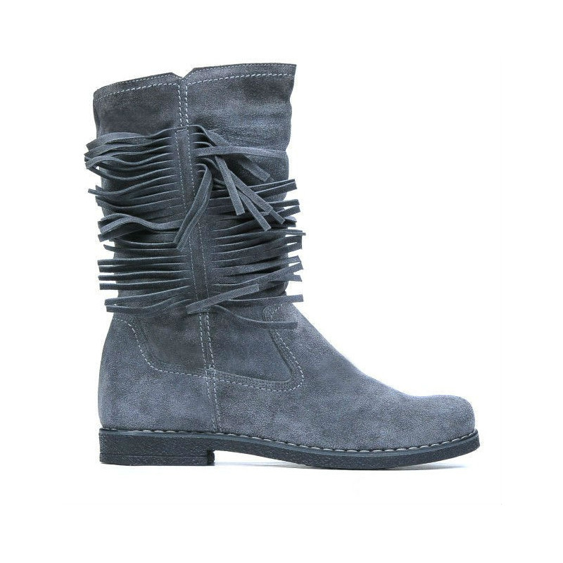 Women knee boots 3242 gray velour