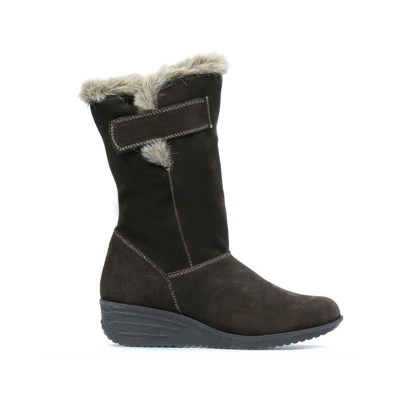 Women knee boots 3246 cafe velour