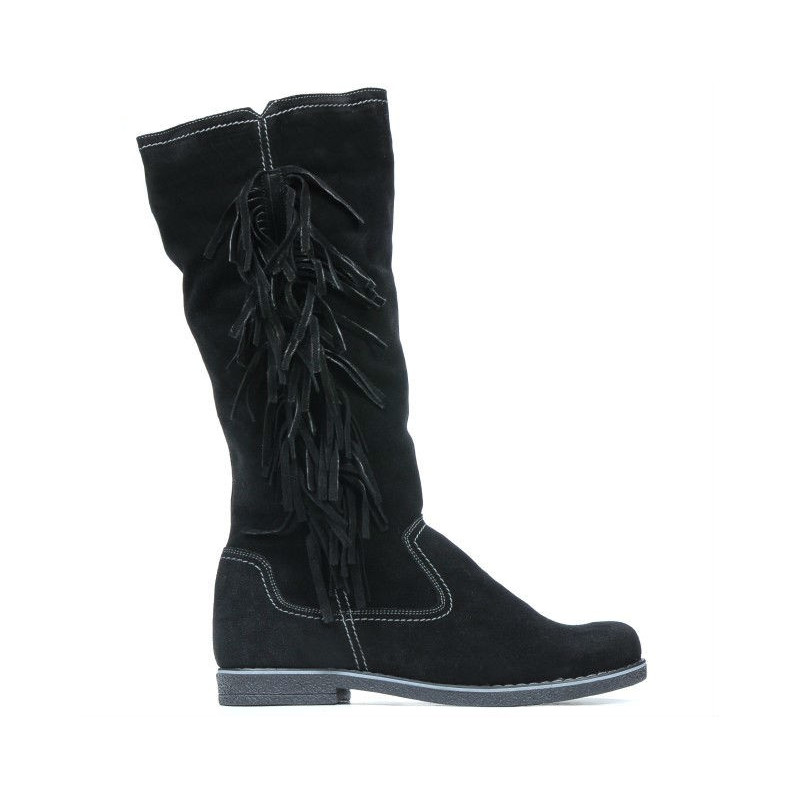 Women knee boots 3243 black velour