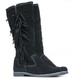 Women knee boots 3243 black velour