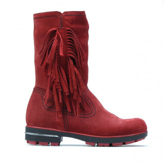 Children knee boots 3208 red velour