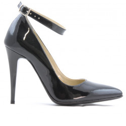 Women stylish, elegant shoes 1247 patent petrol pearl