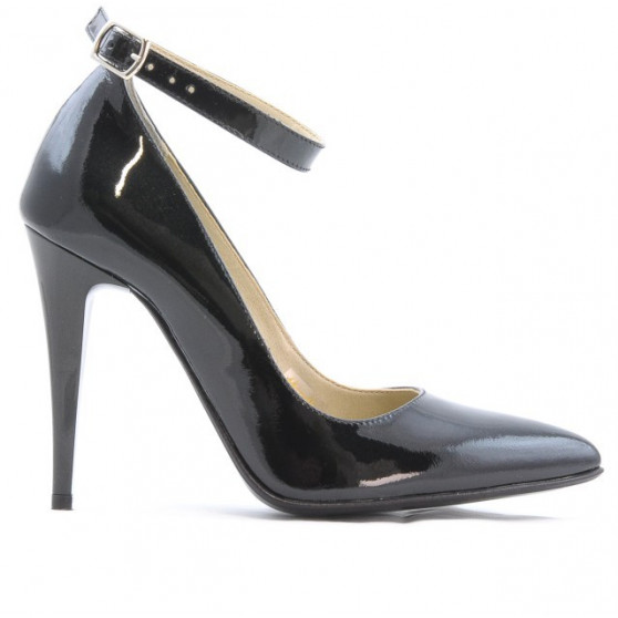 Women stylish, elegant shoes 1247 patent petrol pearl