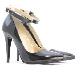 Women stylish, elegant shoes 1247 patent petrol pearl