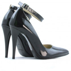 Women stylish, elegant shoes 1247 patent petrol pearl