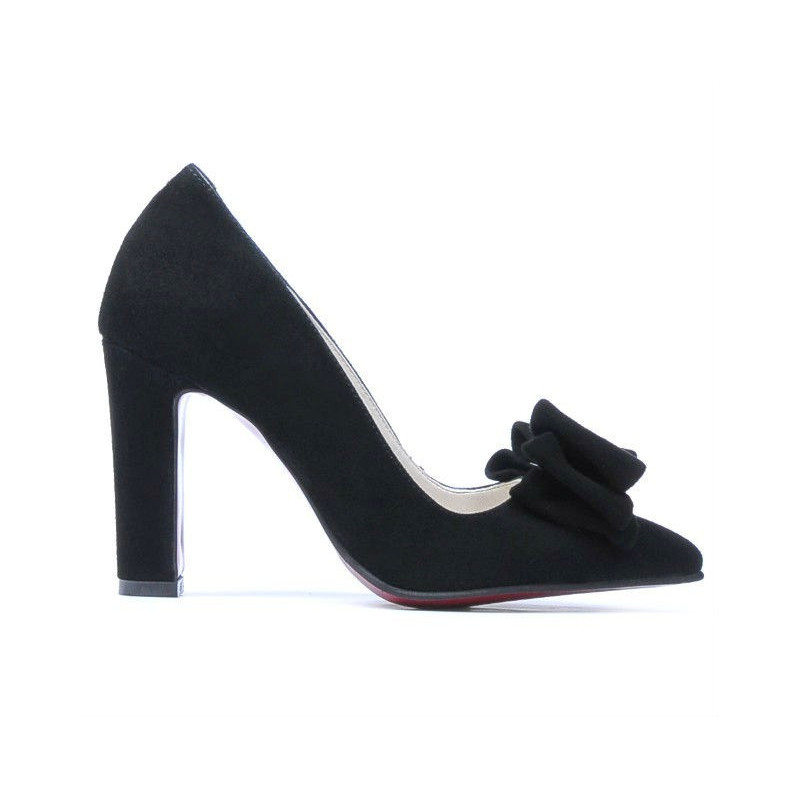 Women stylish, elegant shoes 1252 black antilopa