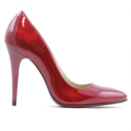 Women stylish, elegant shoes 1241 patent bordo