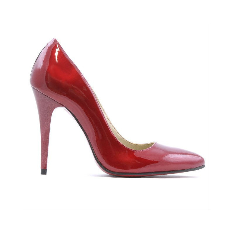 Women stylish, elegant shoes 1241 patent bordo