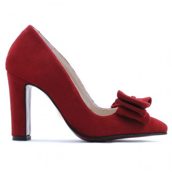 Women stylish, elegant shoes 1252 red antilopa