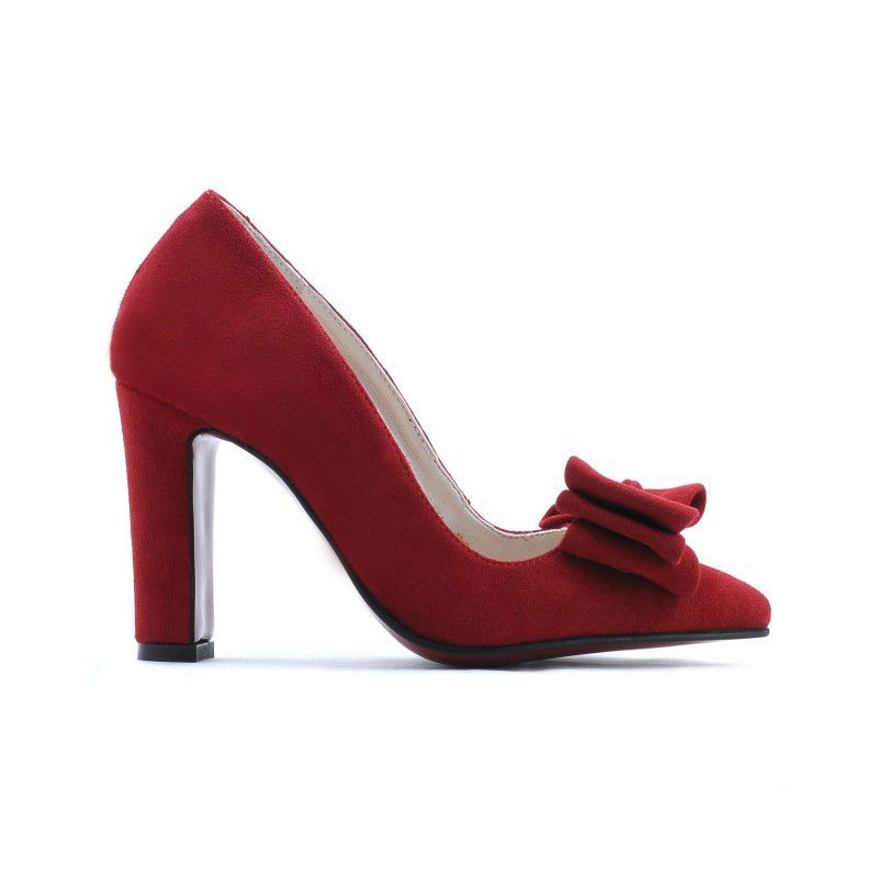 Women stylish, elegant shoes 1252 red antilopa