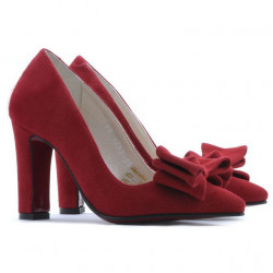 Women stylish, elegant shoes 1252 red antilopa