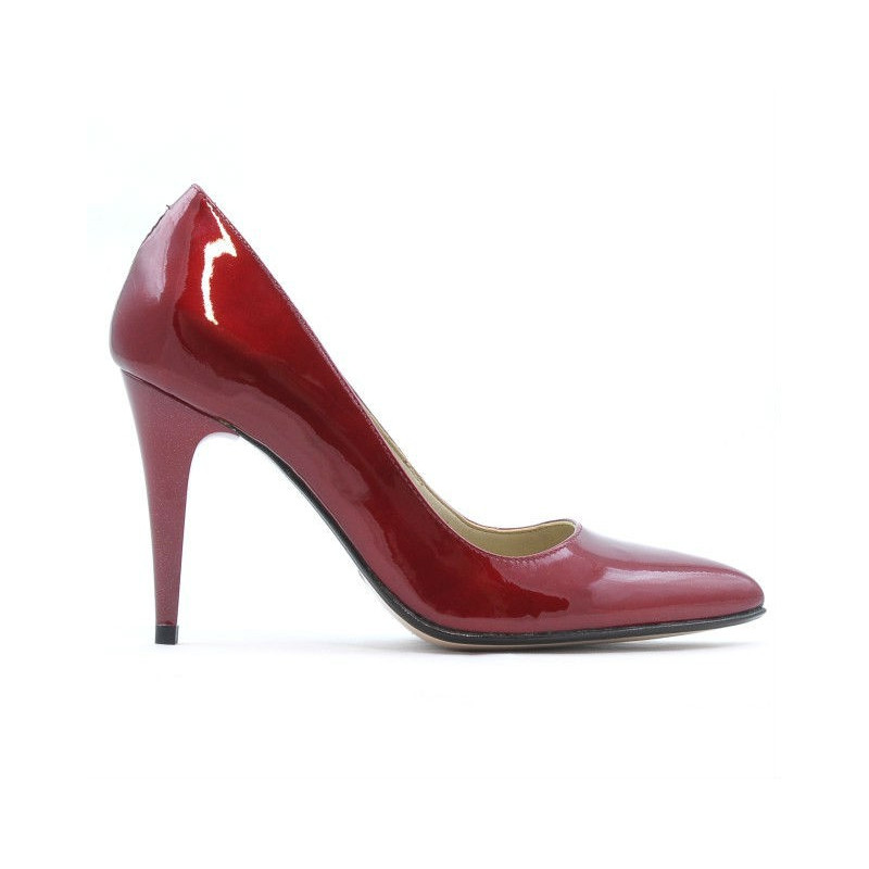 Women stylish, elegant shoes 1246 patent bordo