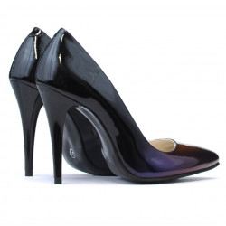 Pantofi eleganti 1241 patent black+purple (cameleon)