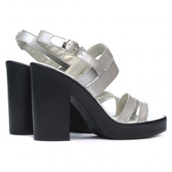 Women sandals 5027 patent silver