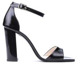 Women sandals 1259 patent black satinat