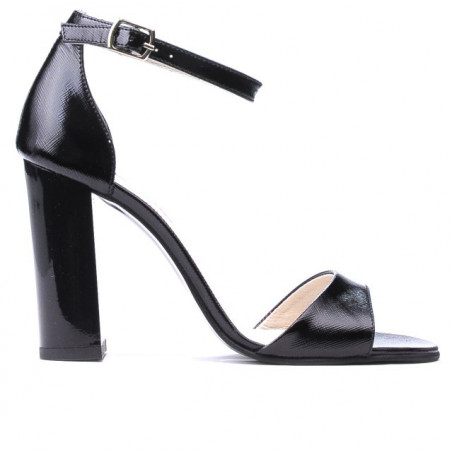 Women sandals 1259 patent black satinat