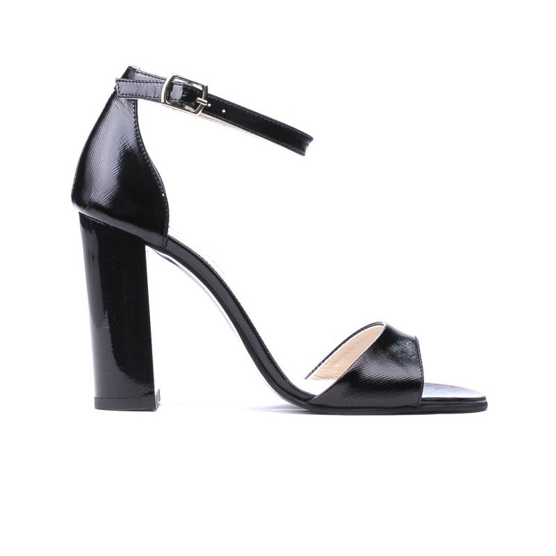Women sandals 1259 patent black satinat